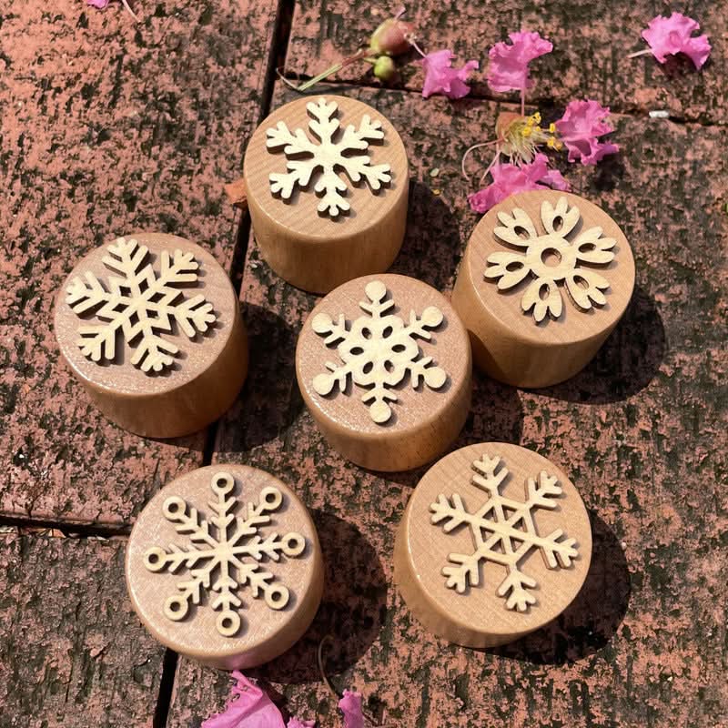 Children's Wooden Snowflake Stamp DIY Toy