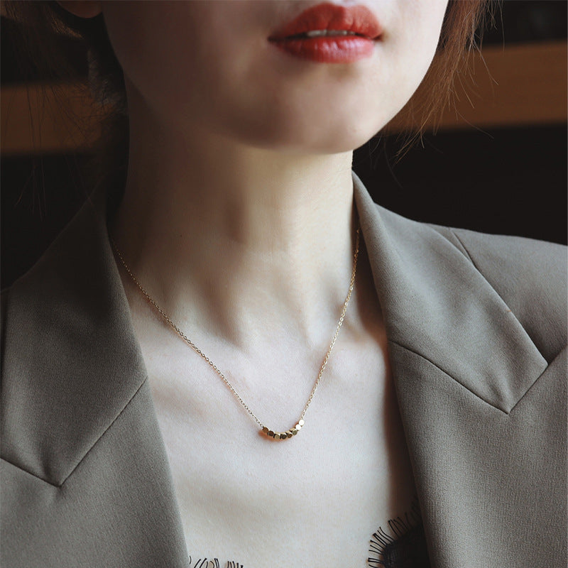 Minimalist Gold Titanium Steel Necklace – Geometric Square Pendant for Women
