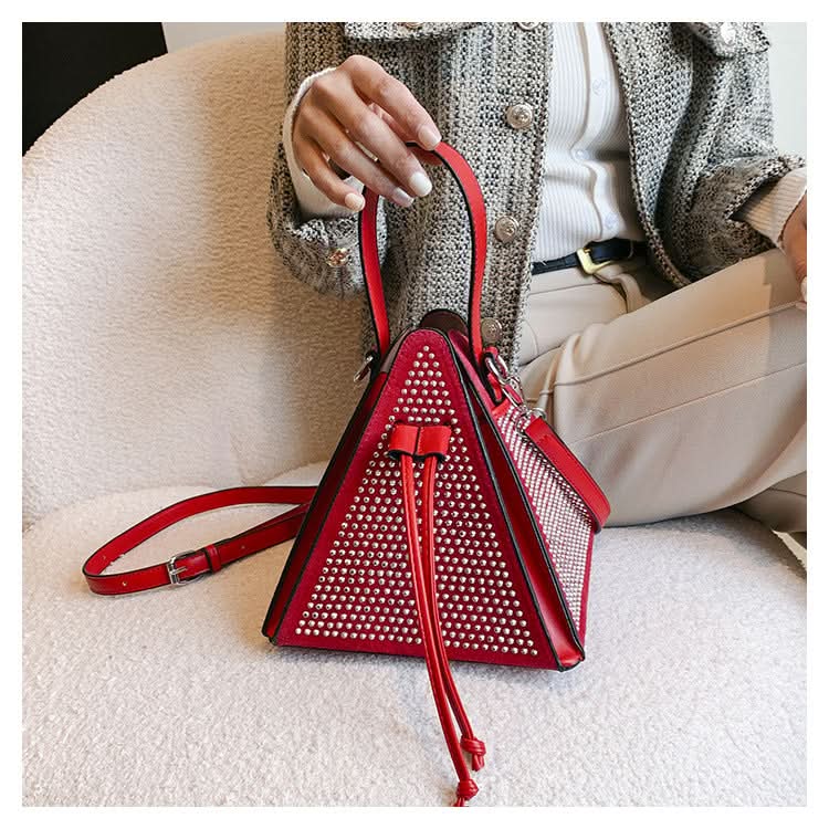 Fashionable Triangle Handbag with Diamond Detail