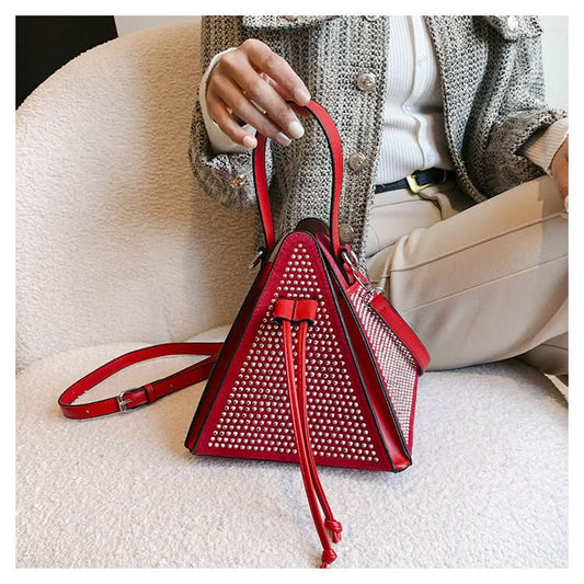 Fashionable Triangle Handbag with Diamond Detail