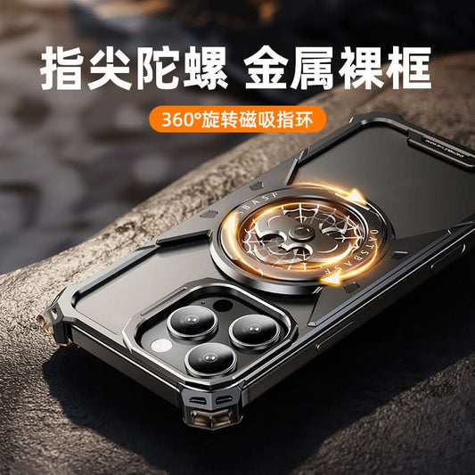 Metal Magnetic Ring Case – 360° Rotating iPhone Grip & Fidget Shell