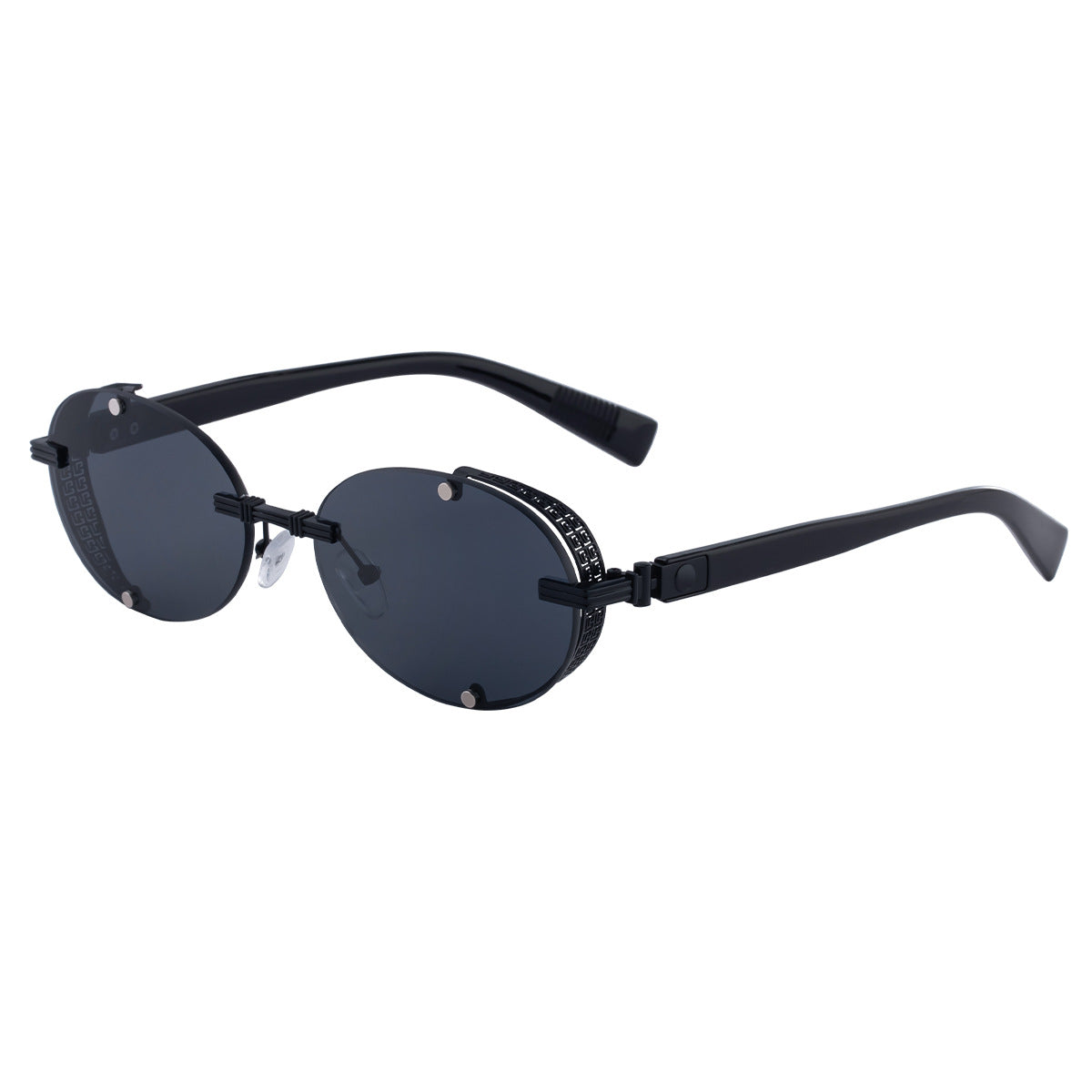 Retro Oval Frameless Sunglasses – Punk Street-Style Fashion Shades for Men & Women