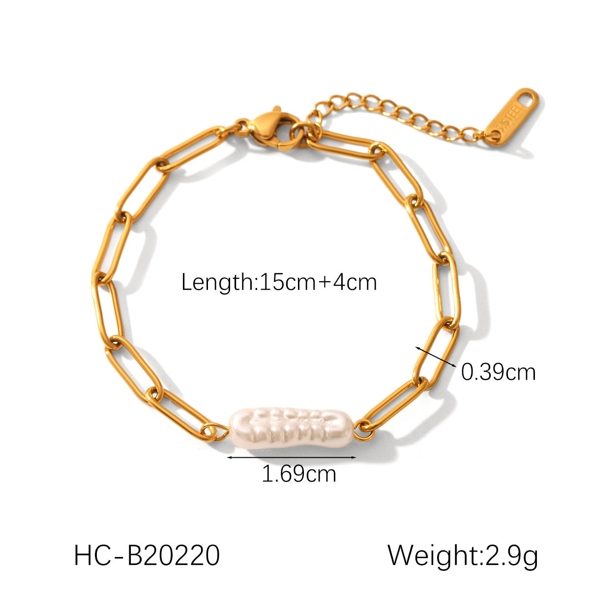 Elegant Pearl Chain Bracelet Set for Women – Gold Stainless Steel (Pack of 3)