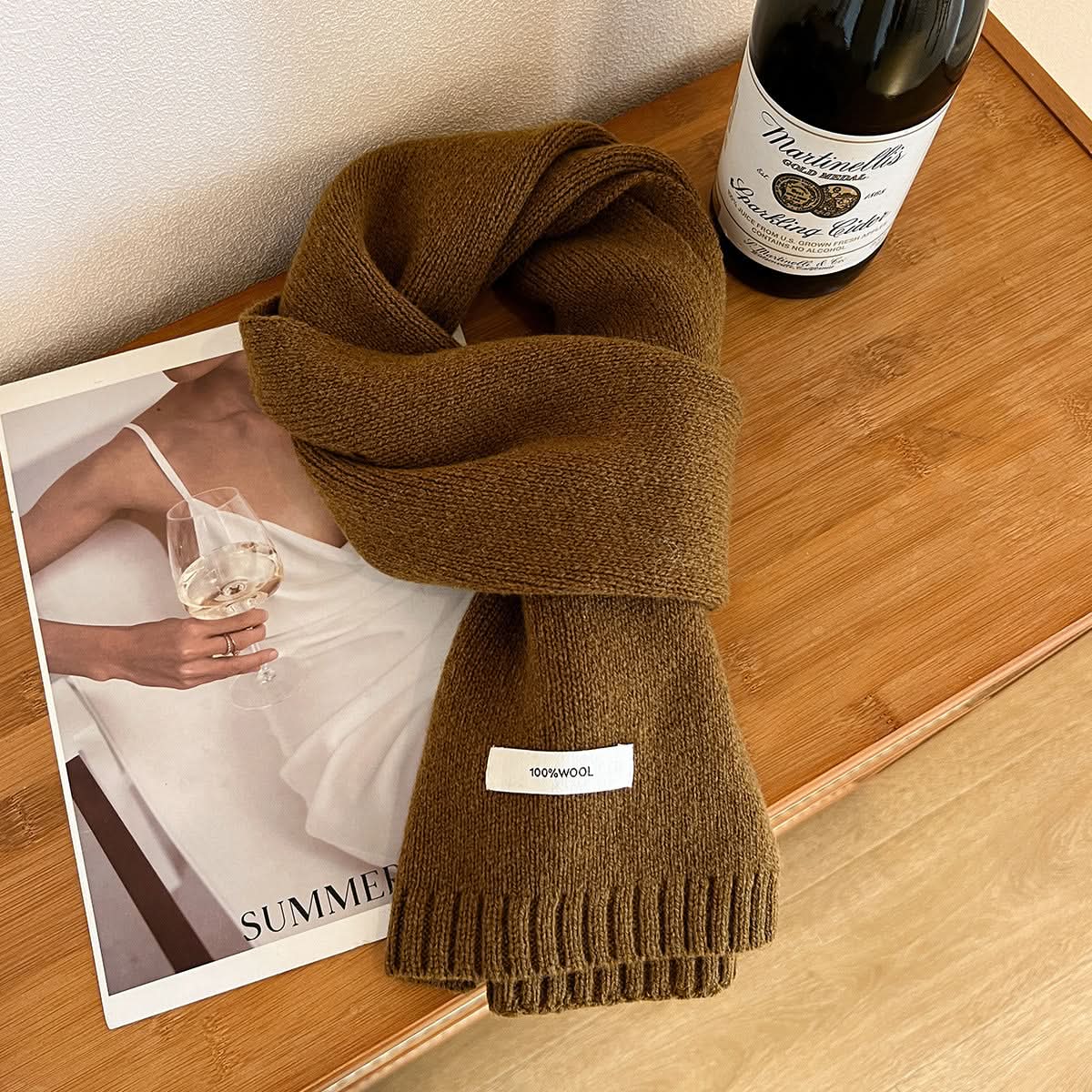 100% Pure Wool Winter Scarf – Solid Color for Adults