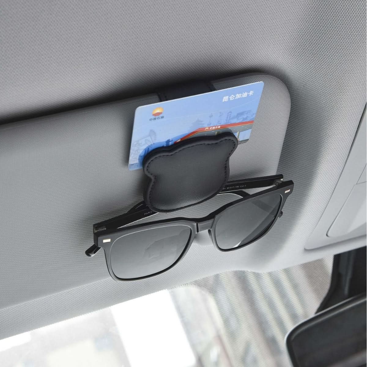 Bear Leather Car Glasses Clip & Sun Visor Holder