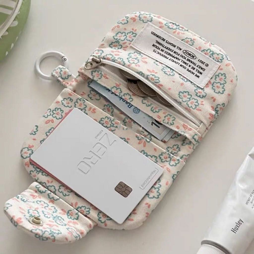 Cute Rabbit Floral Coin Purse for Kids (Keychain not included)