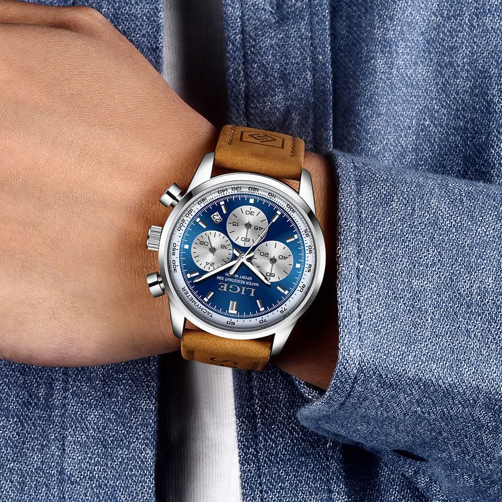 Men’s Luxury Business Quartz Watch – 3-Dial Chronograph