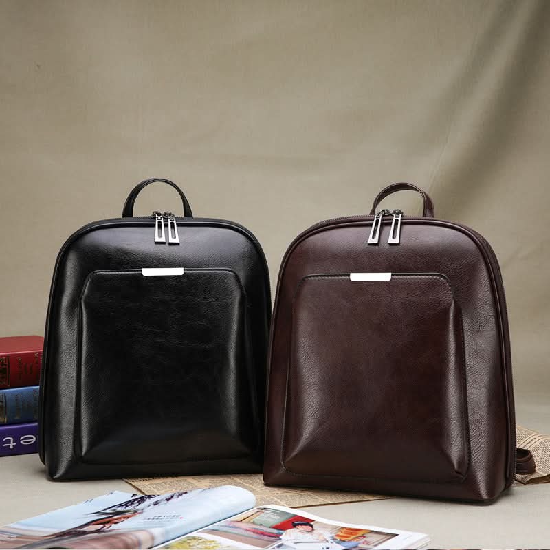 Unisex PU Leather Luxury Backpack – With Laptop Compartment