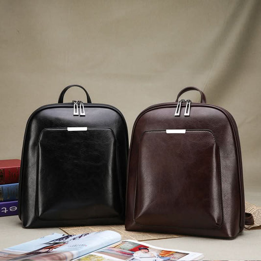 Unisex PU Leather Luxury Backpack – With Laptop Compartment