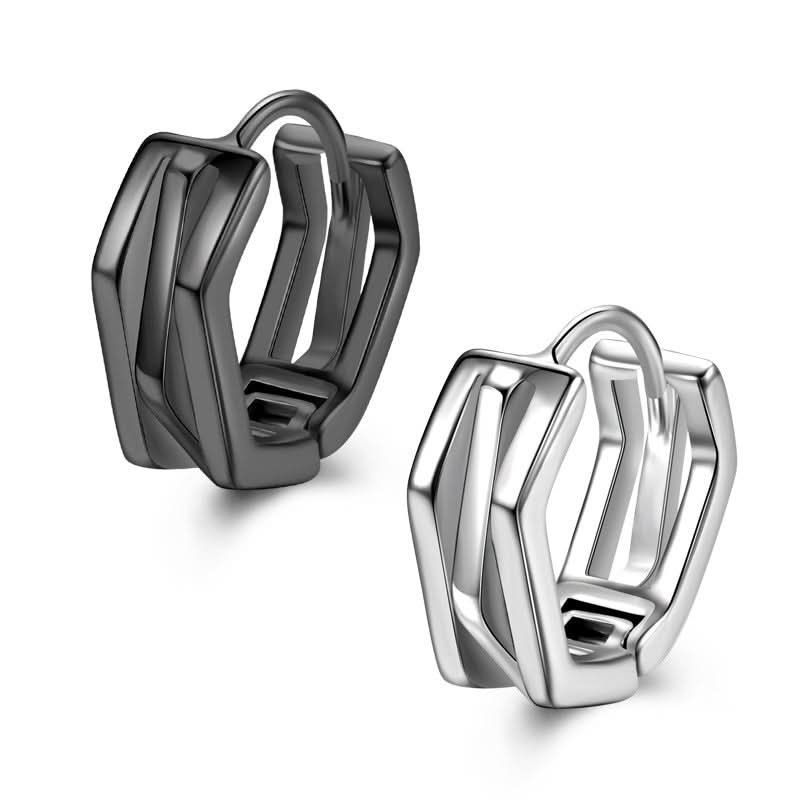 Geometric Staggered Men's Earrings, Korean Style