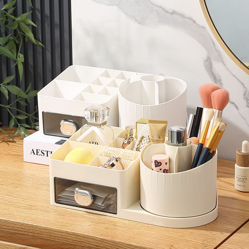 Multi-Compartment Cosmetic Organizer with Drawer Storage