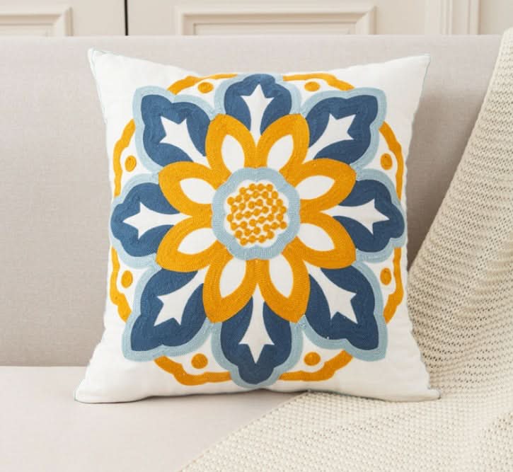 Pastoral Style Embroidered Flower Pillowcase