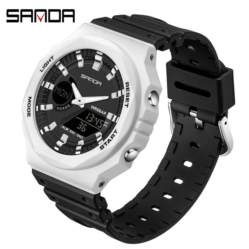 Men’s Dual Display Sports Watch – Waterproof, Multi-Functional Watch