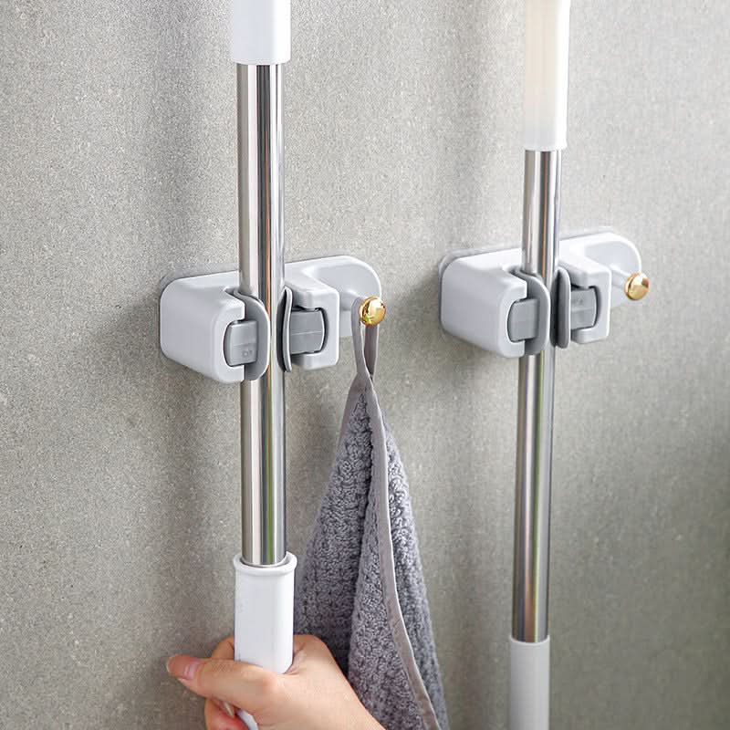 Punch-Free Broom & Mop Holder – Wall-Mounted Storage Rack