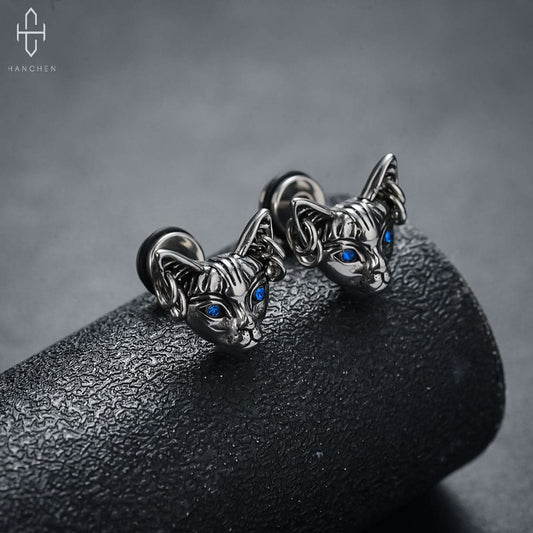 Men’s Retro Cheetah Head Earrings - Gothic Punk Jewelry