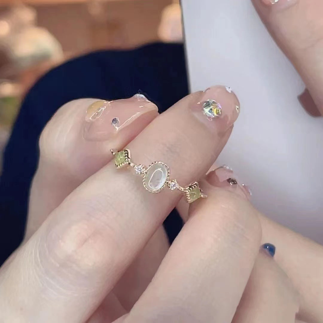 Colorful Gemstone Adjustable Ring – Gold-Plated Women’s Fashion Jewelry