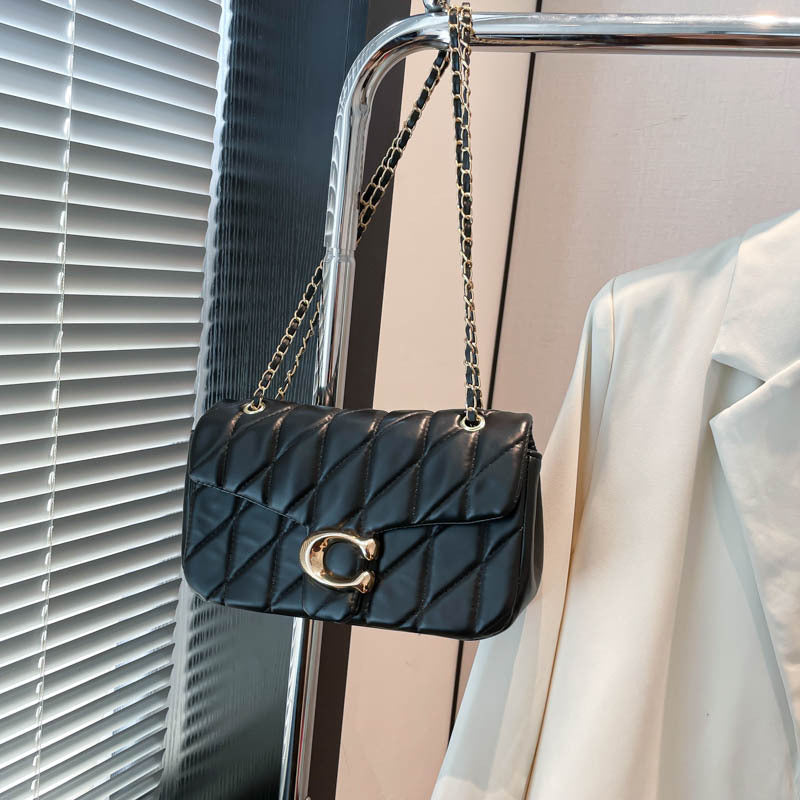 Chic PU Shoulder Handbag for Women – Diamond Chain Underarm Bag