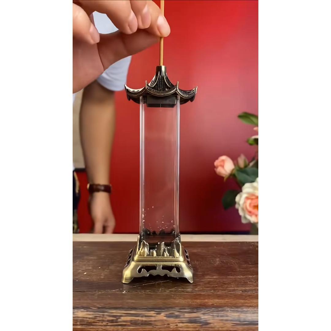 Ceramic Backflow Incense Burner – Hollow Hexagonal Pavilion for Aromatherapy & Zen Decor