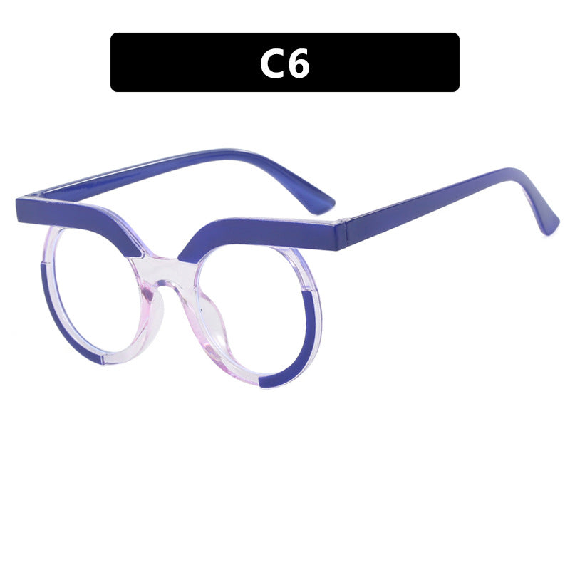 Round Owl Blue Light Blocking Glasses for Women – European Style Flat Mirror Frame
