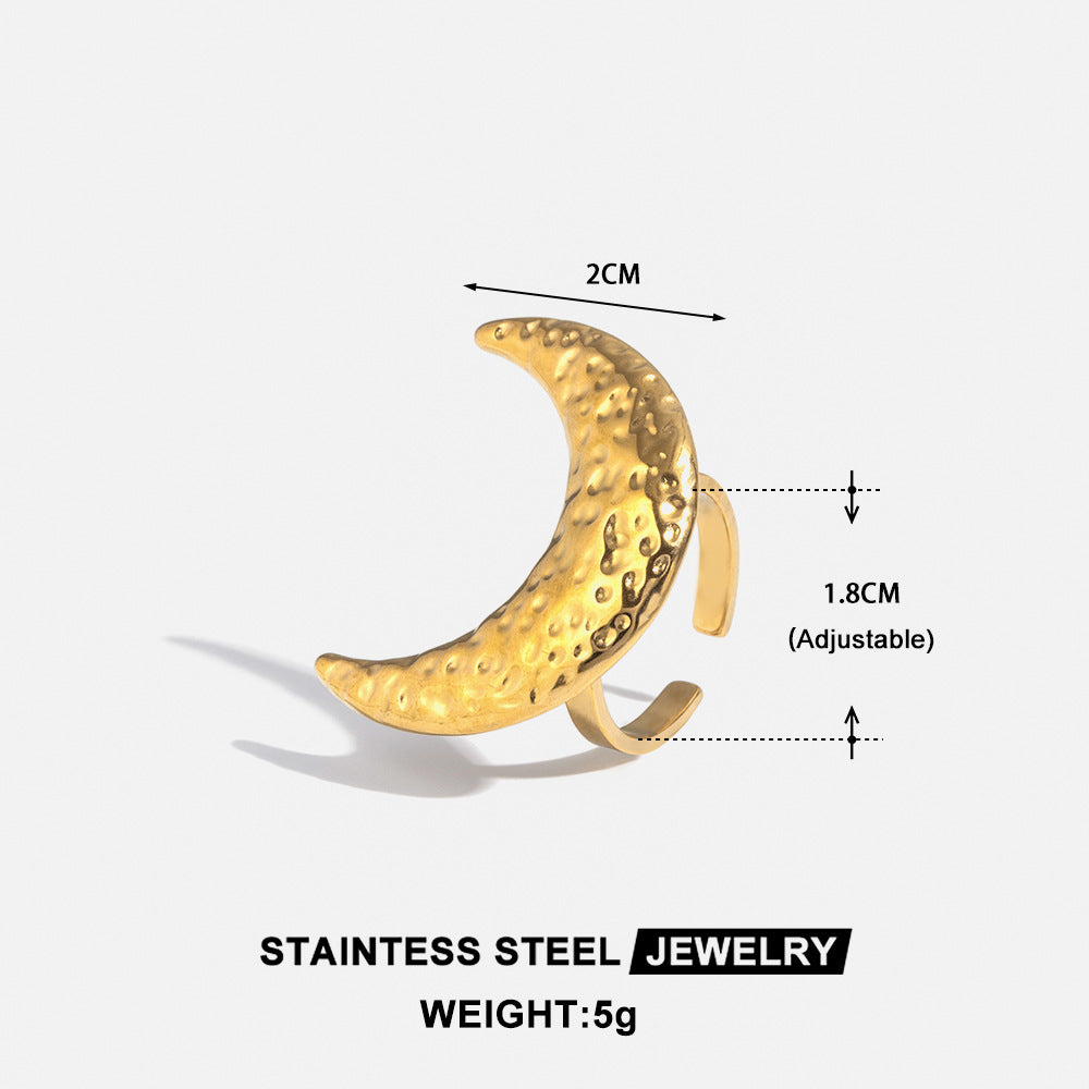 Crescent Moon Ring – Elegant Stainless Steel Women’s Ring