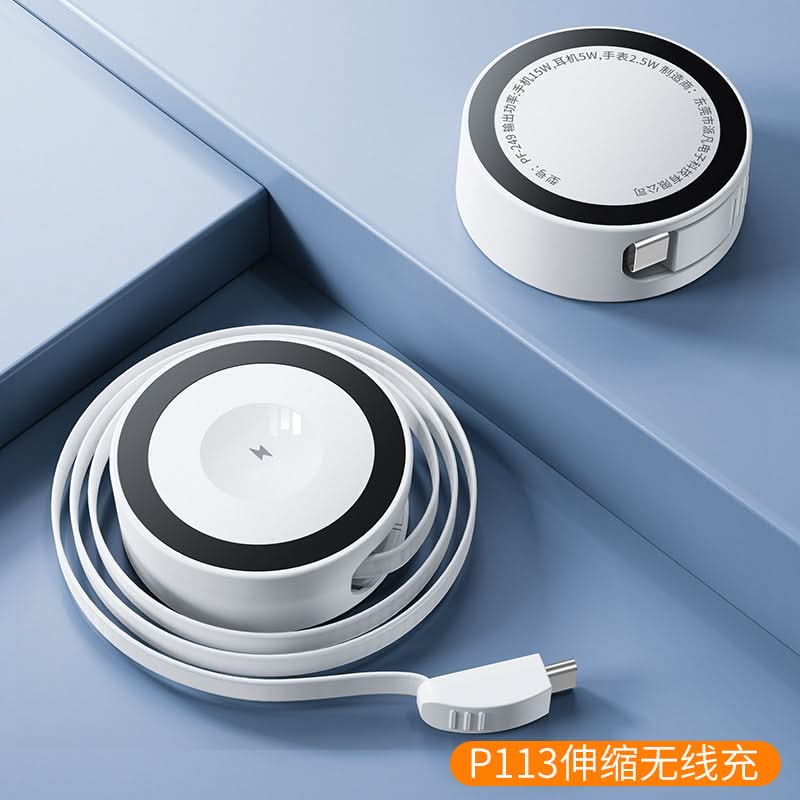 3-in-1 Wireless Charger with Retractable Cable – MagSafe-Compatible