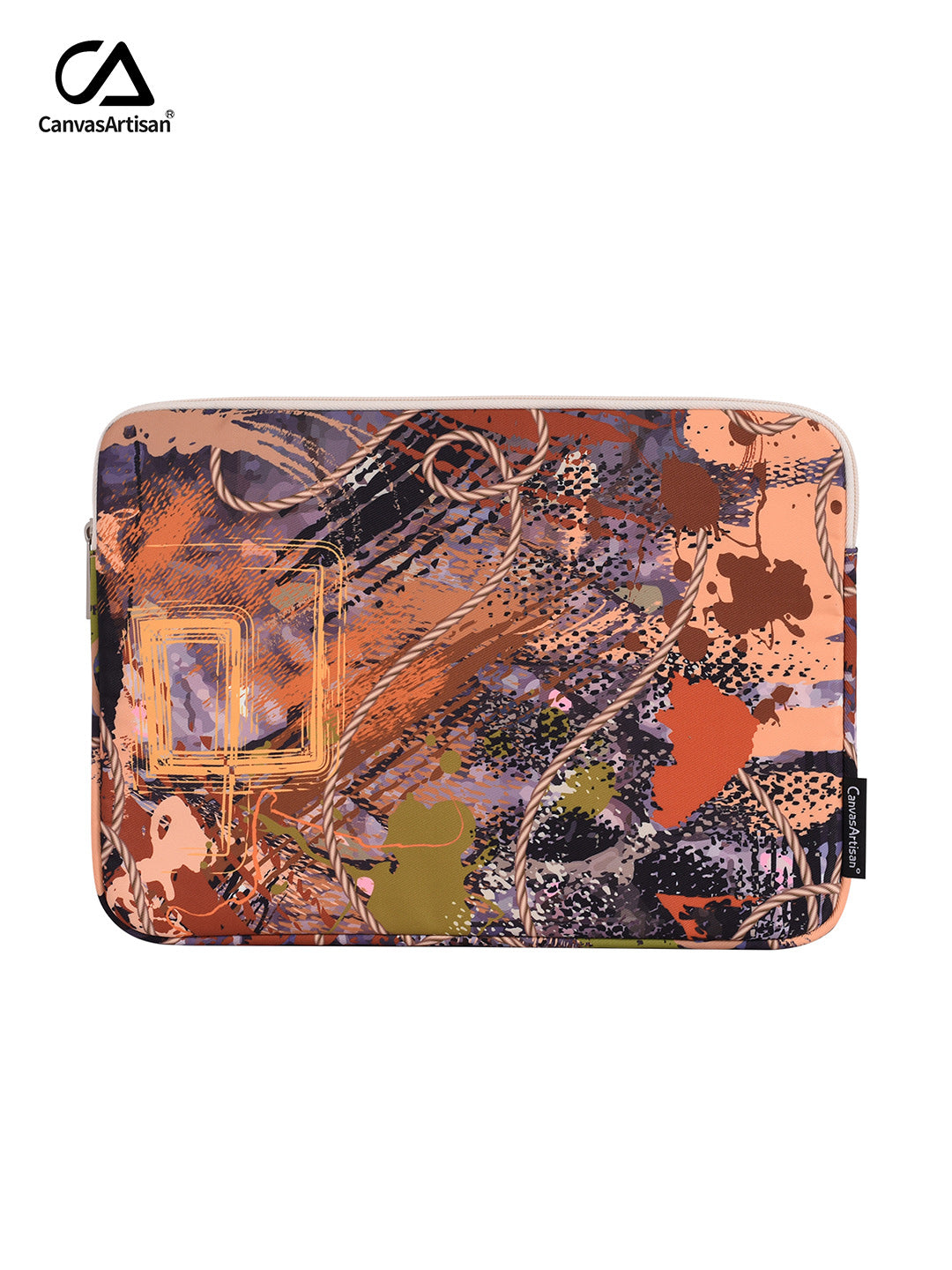 Orange Abstract Art Laptop Sleeve – Waterproof Shockproof Polyester Case for 11–15 Inch Laptops