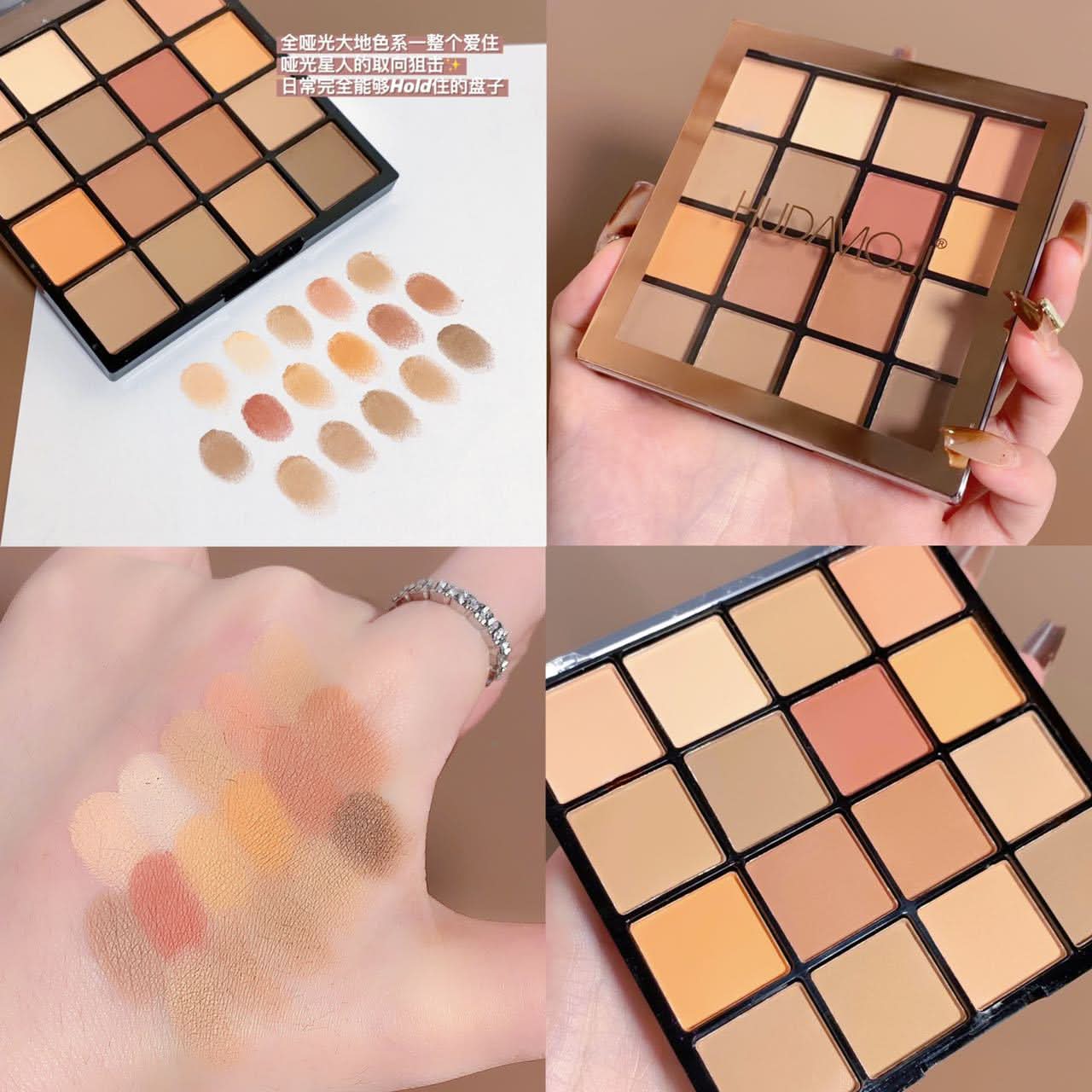 HUDAMOJI 16-Color Eyeshadow Palette – Matte & Shimmer Tones, High-Pigment Eye Makeup