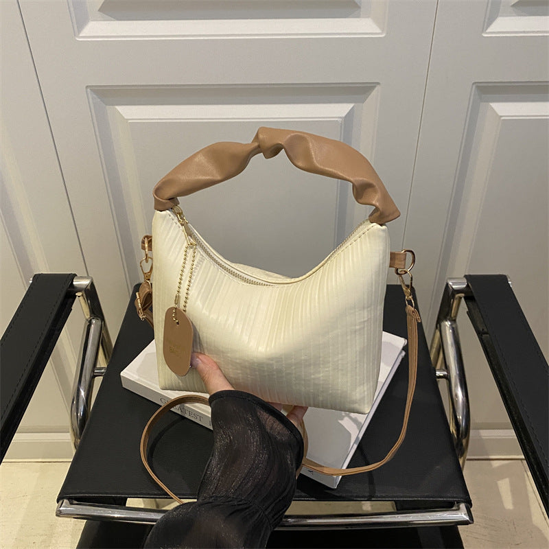 Pleated Dumpling Crossbody Bag – Small PU Shoulder Handbag for Women