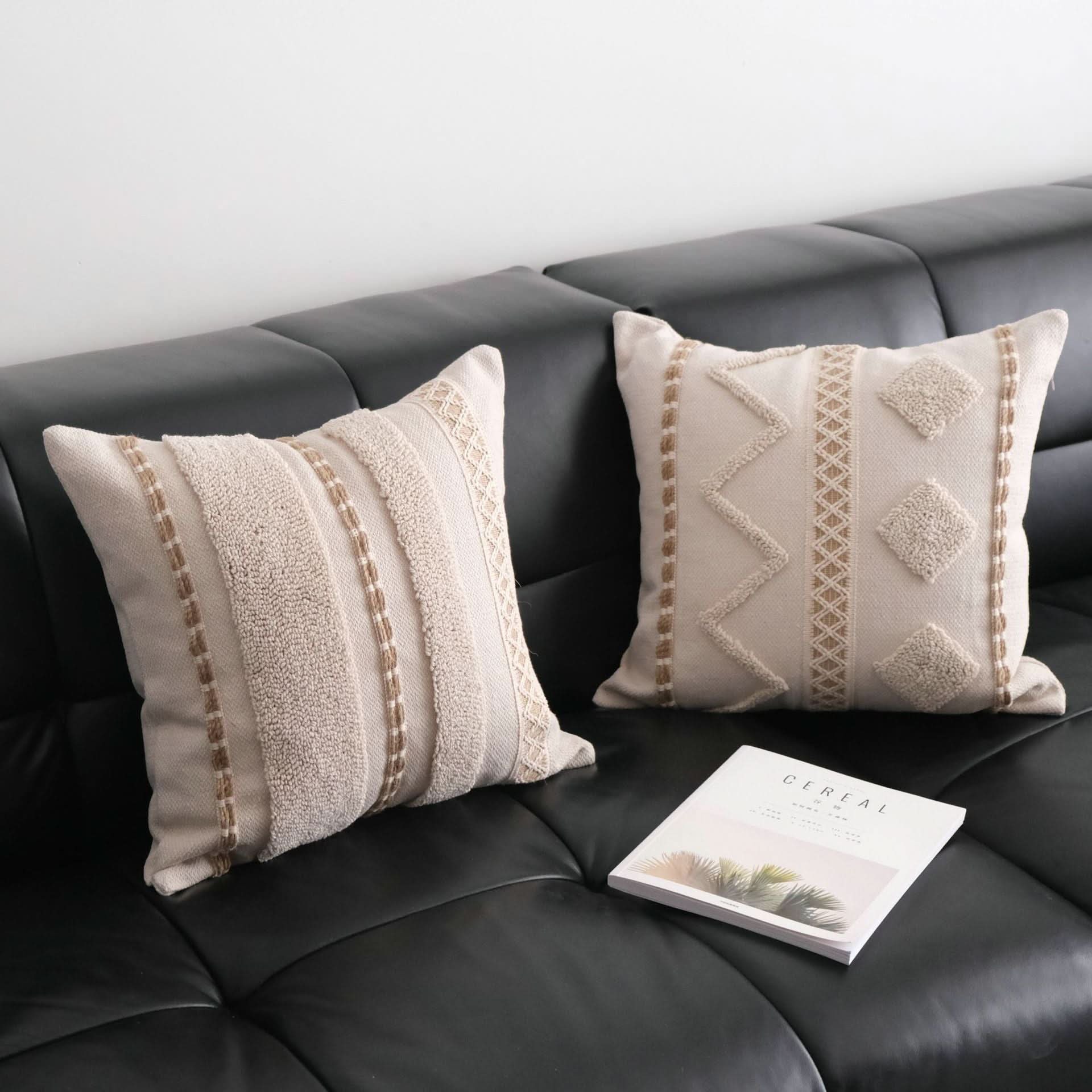 Wabi-Sabi Style Loop Velvet Pillow - INS Embroidered Cushion Cover
