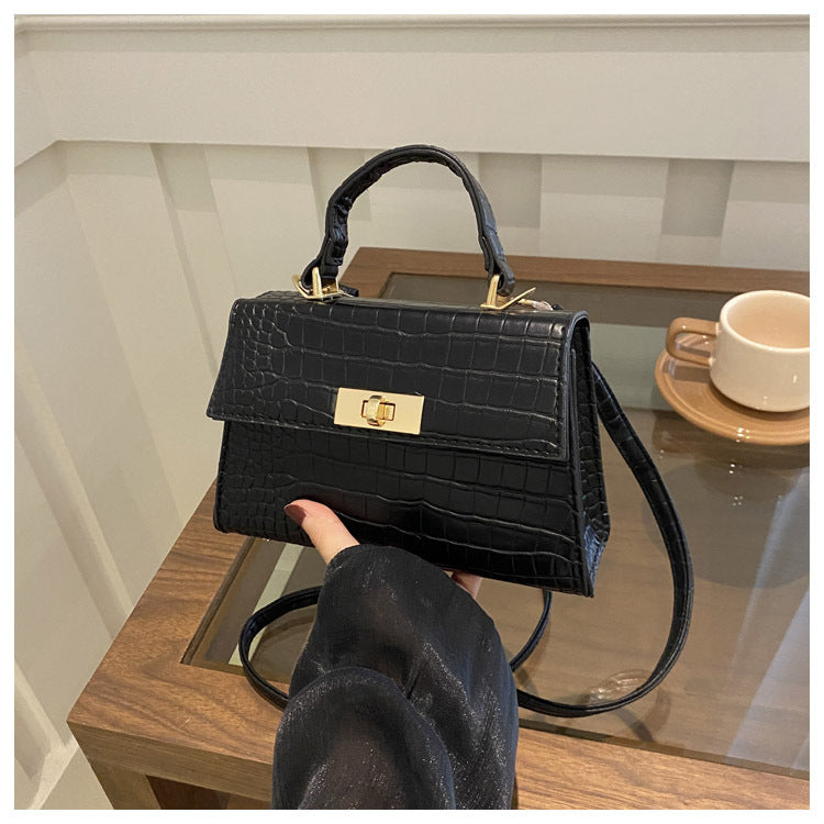 Retro PU Shoulder Handbag for Women – Small Square Lacquer Messenger Bag with Soft Finish