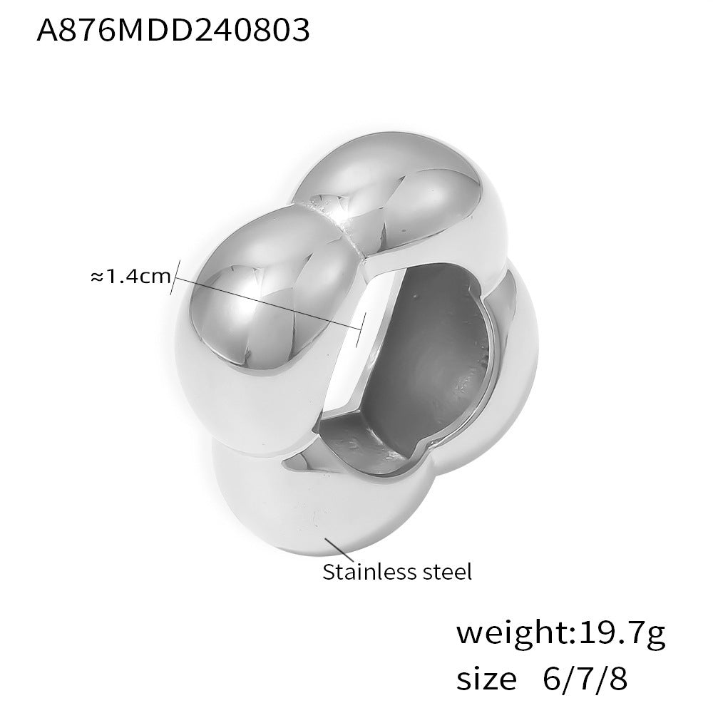 Bold Puffy Geometric Gold & Silver Ring – Stainless Steel Statement Jewelry