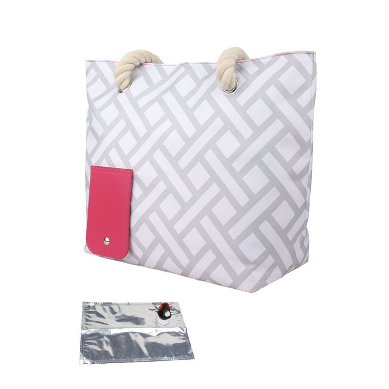 Women's Oxford Cloth Waterproof Handbag – Striped Insulated Shoulder Tote