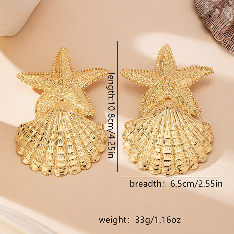 Bohemian Shell Earrings for Women – Alloy Geometric Holiday Fashion Jewelry