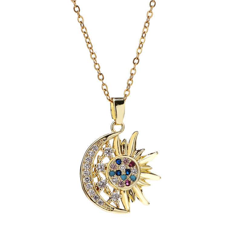 Sunburst Zircon Pendant Necklace – Ethnic Style Women’s Luxury Jewelry