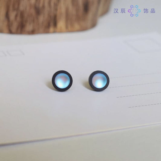 Men’s Minimalist Colored Glass Earrings – Vintage Round Studs