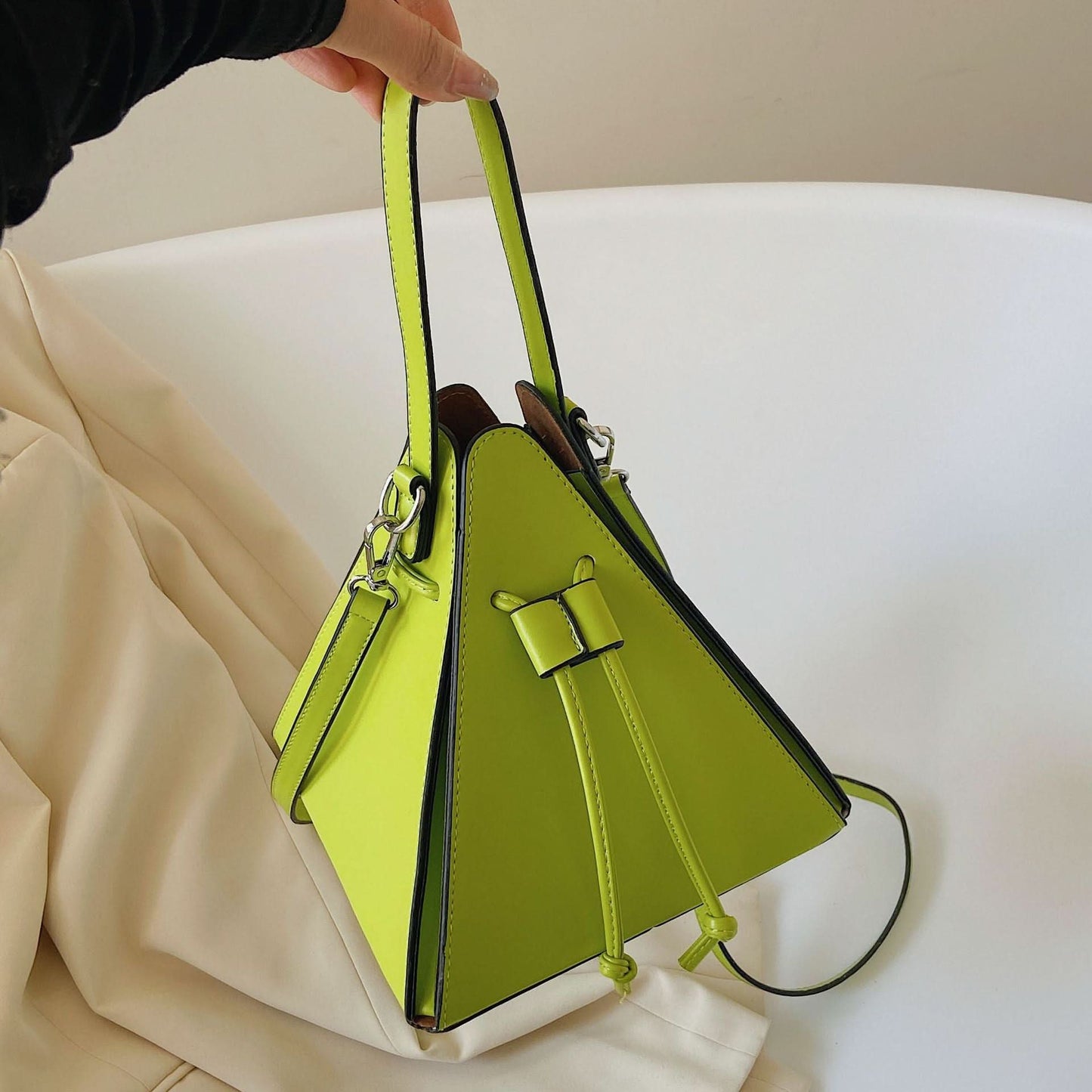 Macaron Color Triangle Shoulder Bag for Women
