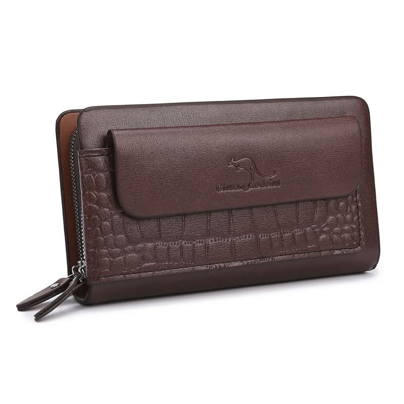 Men's PU Leather Business Clutch – Double Zipper