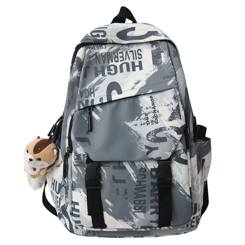 Unisex Large Capacity Backpack with Squirrel Keychain – Oxford Cloth