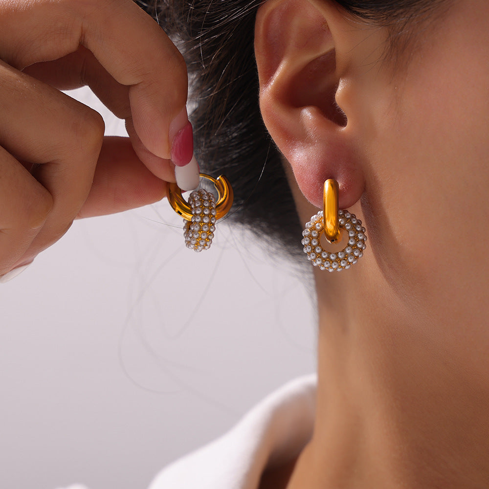 Elegant Sparkle Crystal Hoop Earrings – Titanium Steel, Detachable Pendant Design