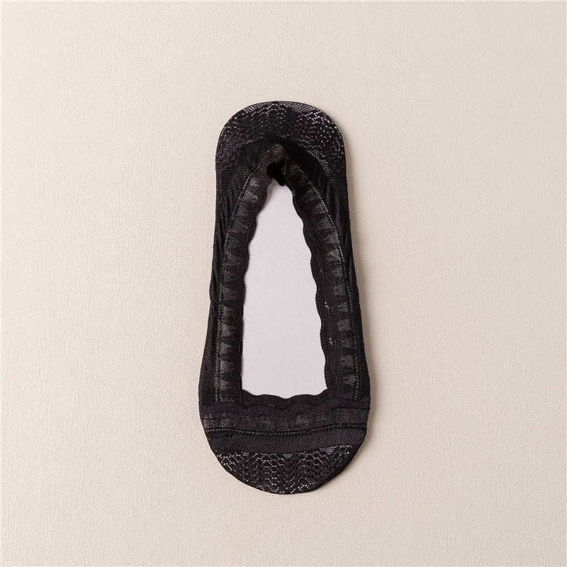 Women’s Lace Invisible Socks – Quick-Dry Cotton Non-Slip Low Cut