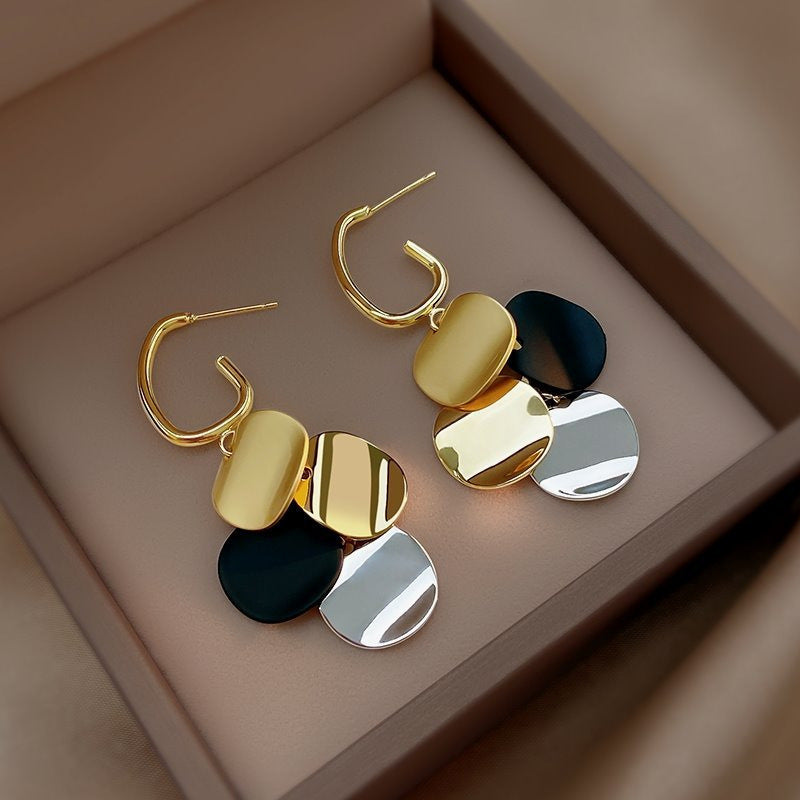Retro Tassel Drop Earrings for Women – Geometric Metal Design