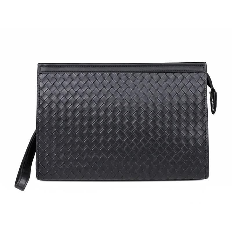 Men’s Trendy Urban Style Leather Envelope Bag – Woven Pattern Clutch