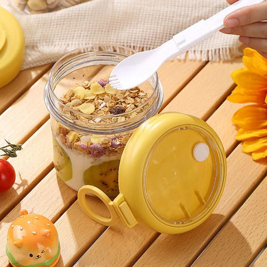 Portable Oatmeal & Fruit Cup – Breakfast Container with Lid & Spoon