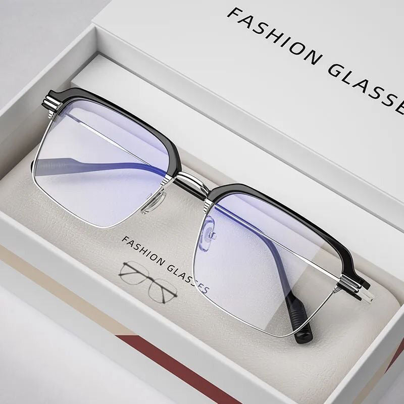 Unisex Anti-Blue Light Square Glasses – Full Frame Resin Lenses for Myopia or Fashion Use