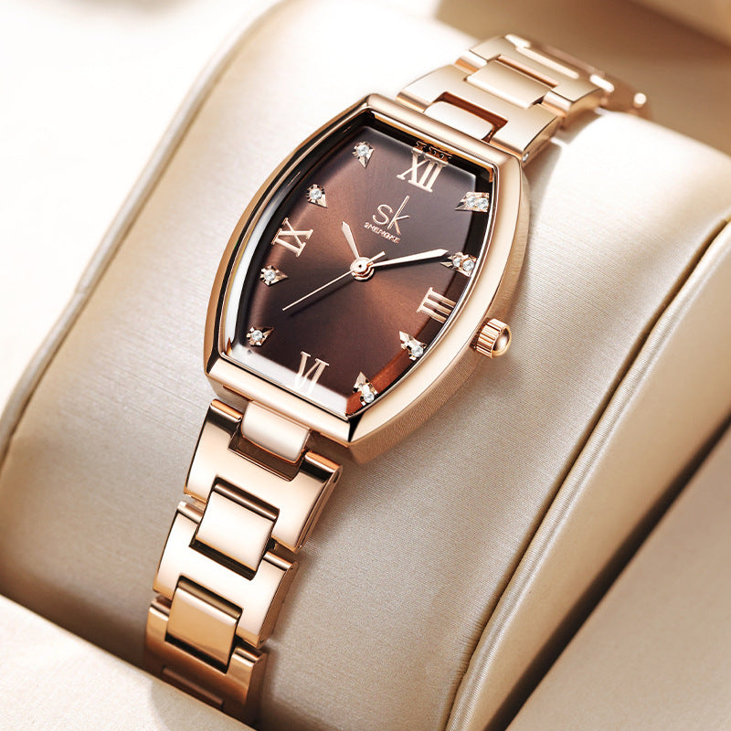 SK Women’s Rectangle Quartz Watch – 30M Waterproof Fashion Wristwatch
