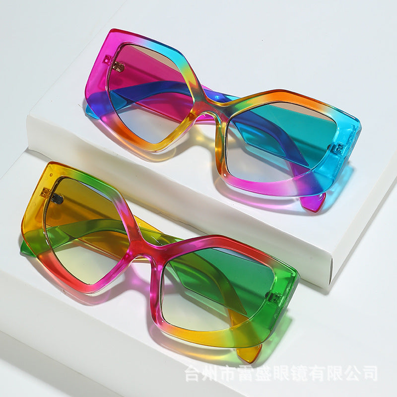 Rainbow Cat Eye Sunglasses for Women – UV400 Full Frame Fashion Shades