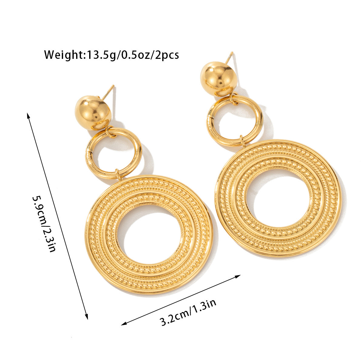 Gold Tassel Drop Earrings – Titanium Steel Multi-Layered Statement Jewelry for Women