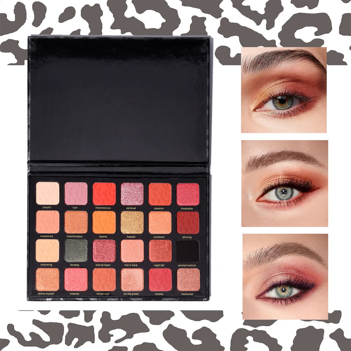24-Color Leopard Eyeshadow Palette – Chameleon Matte & Pearlescent Shades