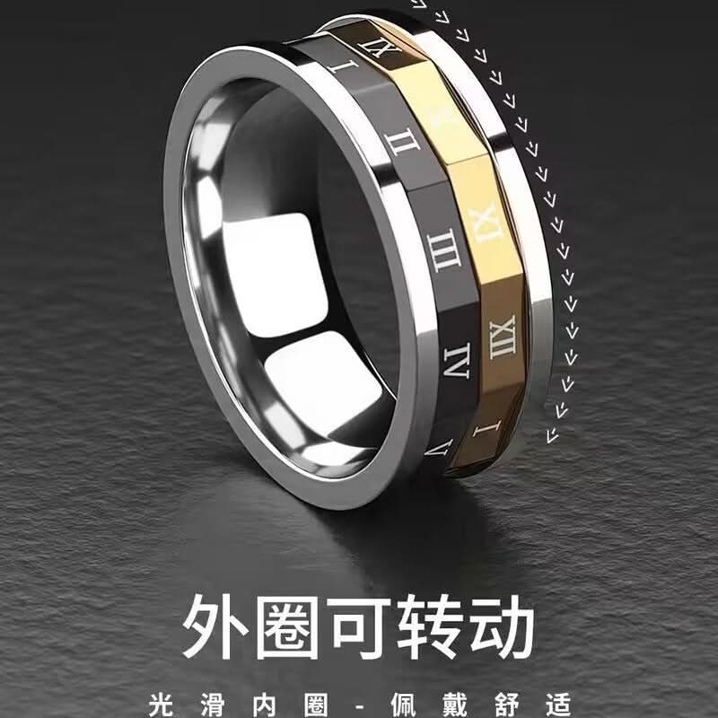 Men's Rotating Geometric Titanium Steel Ring