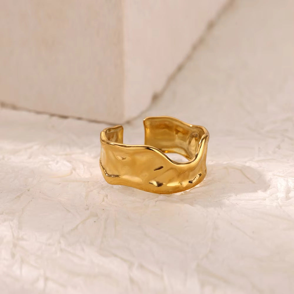 Adjustable Gold Stainless Steel Rings Set – Elegant Minimalist Combo (Set of 9)